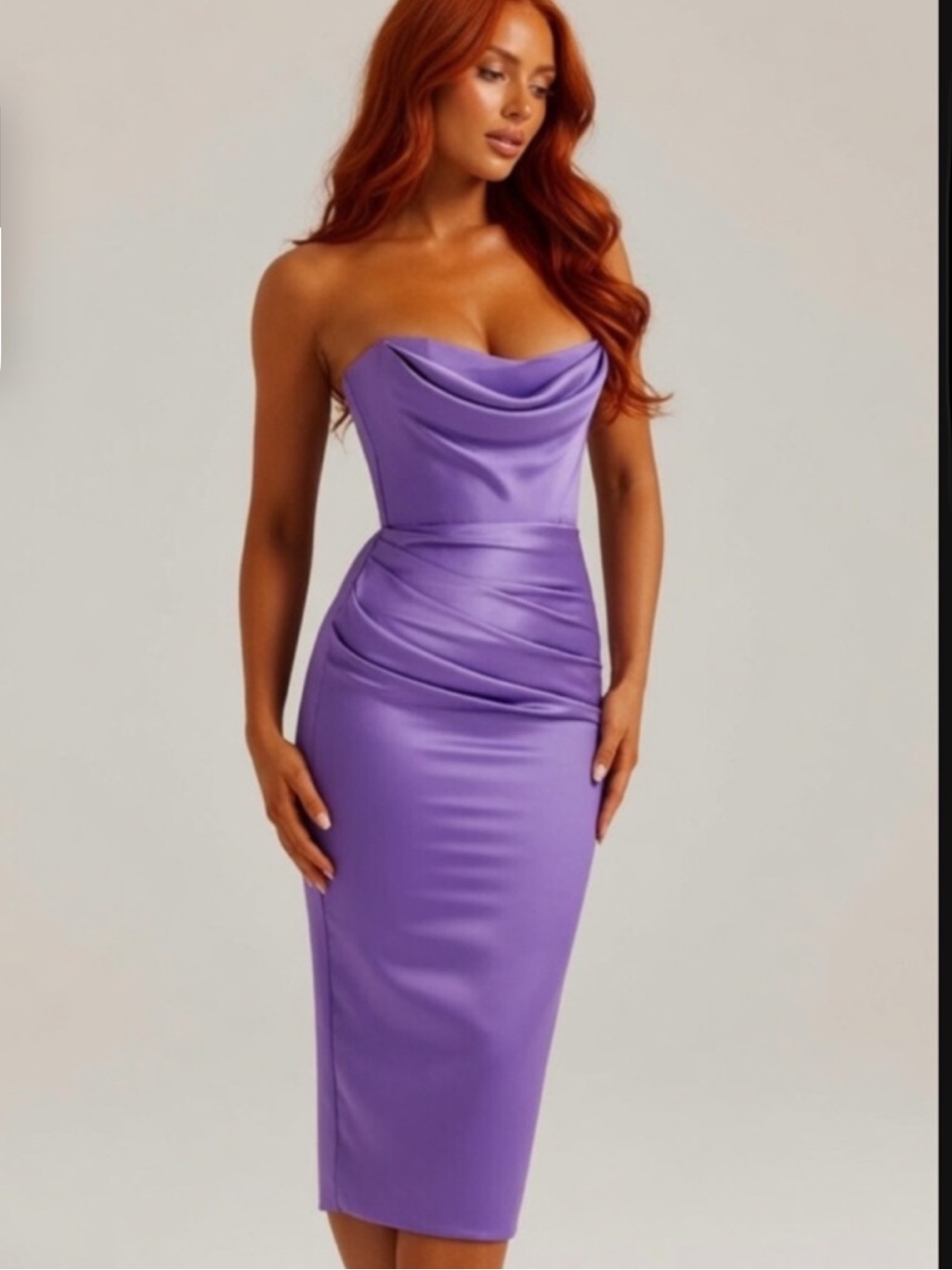 House Of Cb 'Santana' Violet Satin Strapless Corset Dress/Size S-Us 4-6 $285